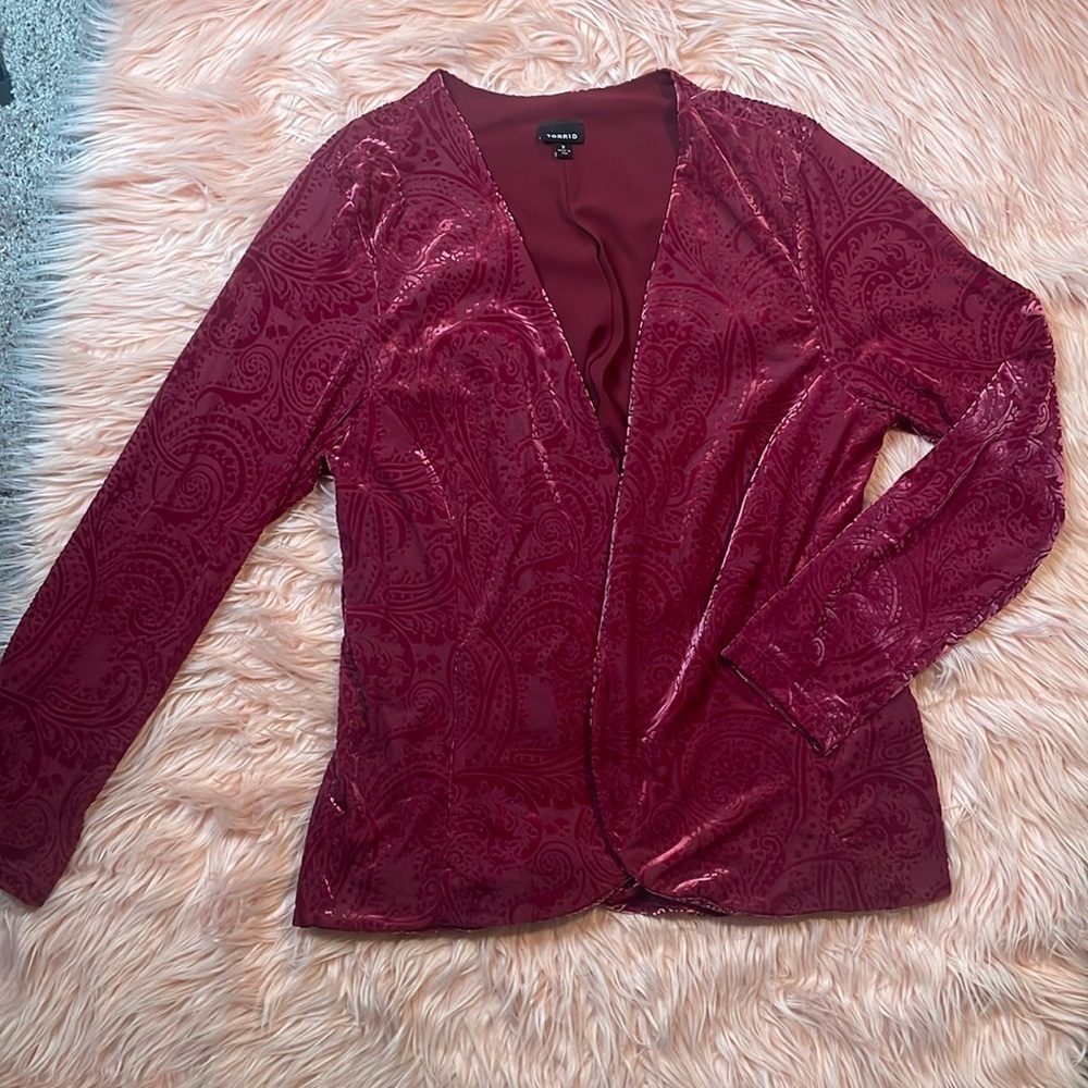 Torrid Burn Out Velvet Blazer Size 2